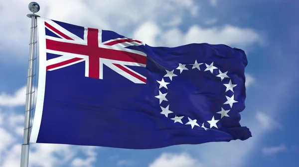 青い空にクック諸島の旗 — ストック写真
