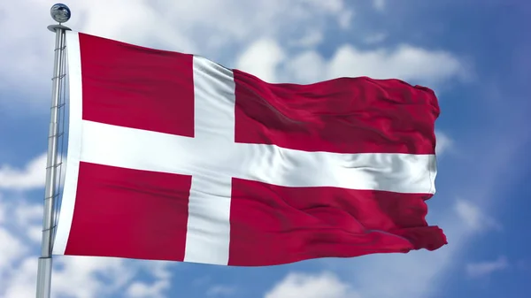 Σημαία Δανίας σε ένα καταγάλανο ουρανό — Φωτογραφία Αρχείου
