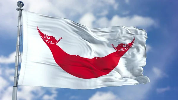 Velikonoční ostrov vlajka v modré obloze — Stock fotografie