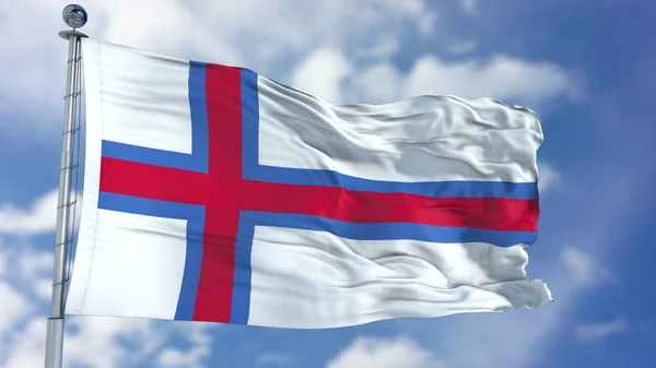 Faroe Island Flag in a Blue Sky