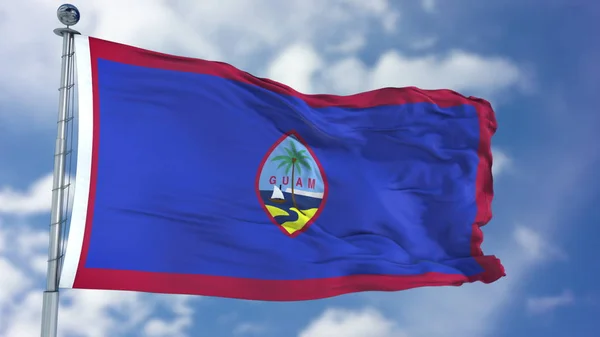 Guam Flagge in einem blauen Himmel — Stockfoto