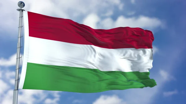 Σημαία της Ουγγαρίας σε ένα καταγάλανο ουρανό — Φωτογραφία Αρχείου