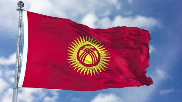 Kyrgyzstan Flagge in einem blauen Himmel — Stockfoto