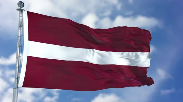 Lettlands flagga på en blå himmel — Stockfoto