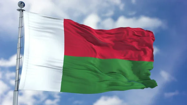 Σημαία της Μαδαγασκάρης σε ένα καταγάλανο ουρανό — Φωτογραφία Αρχείου