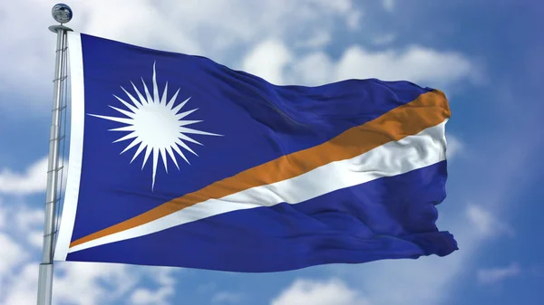 在蓝天上的马绍尔群岛旗帜 — 图库照片