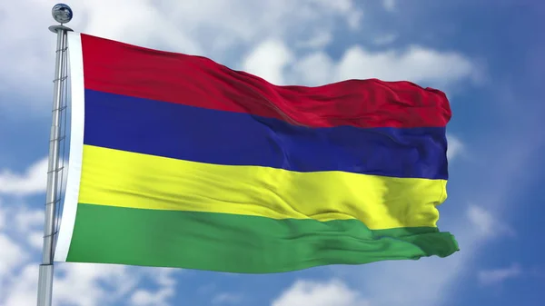 Mauritius Flag in a Blue Sky — Stock Photo, Image