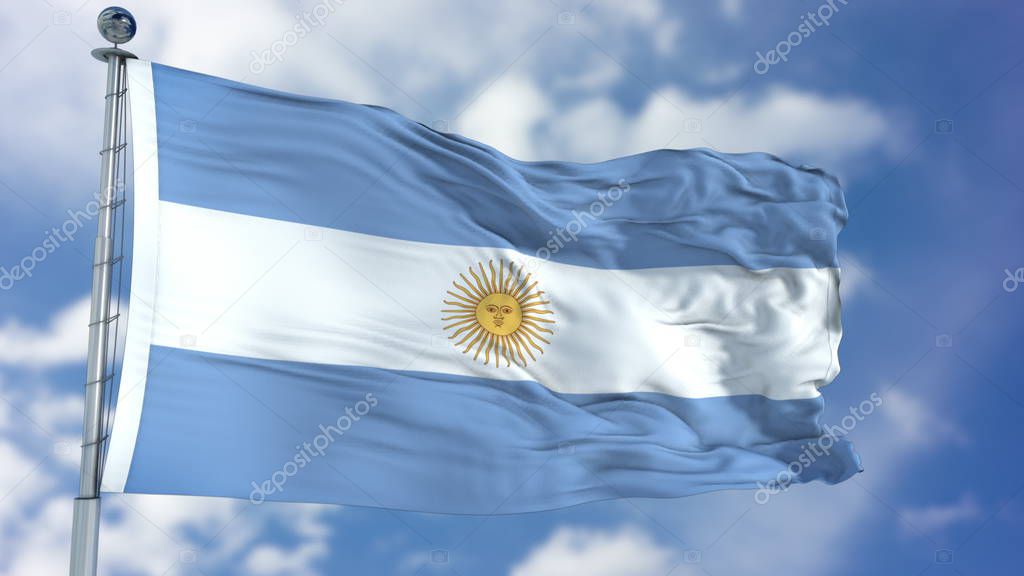 Argentina Flag in a Blue Sky