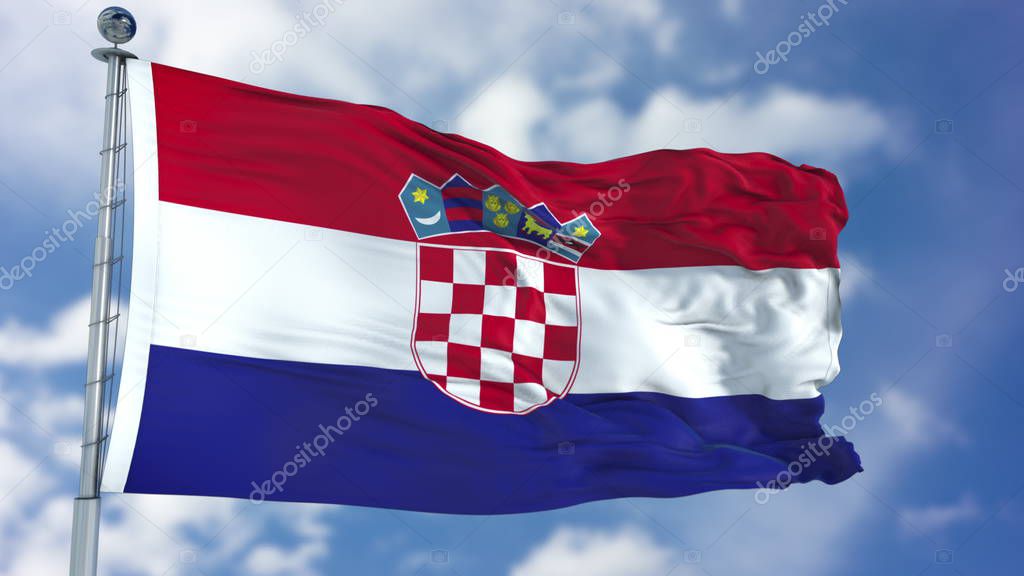 Croatia Flag in a Blue Sky