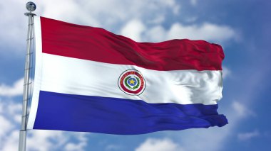 Mavi bir gökyüzü Paraguay bayrağı