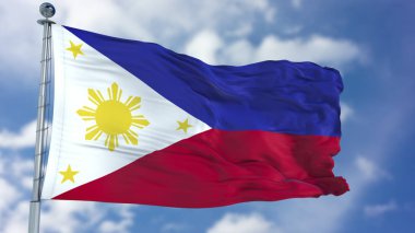 Mavi bir gökyüzü Filipinler bayrağı