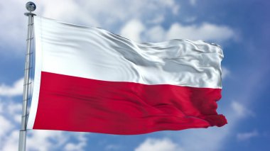 Mavi bir gökyüzü Polonya bayrağı