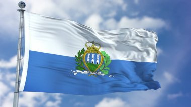 Mavi bir gökyüzü San Marino bayrağı