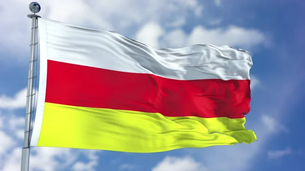 Flaga Osetii Południowej w błękitne niebo — Zdjęcie stockowe