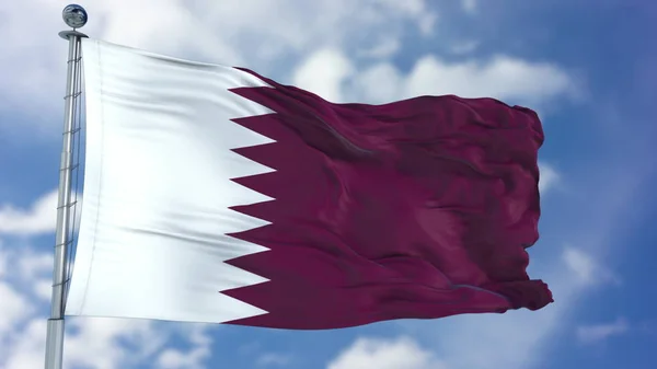 Qatar Bandiera in un cielo blu — Foto Stock