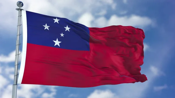 Flaga Samoa w błękitne niebo — Zdjęcie stockowe