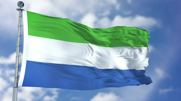 在蓝天上的塞拉利昂国旗 — 图库照片
