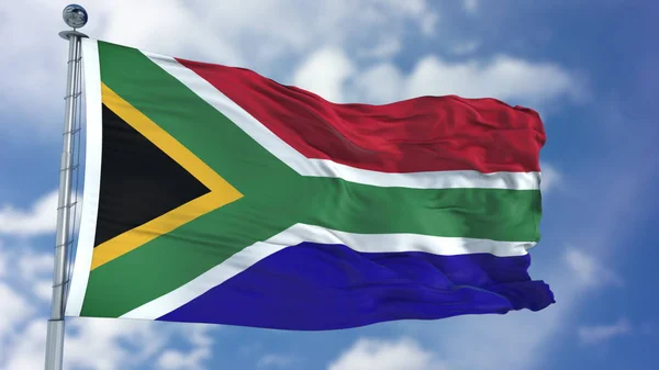 South Africa Flag in a Blue Sky