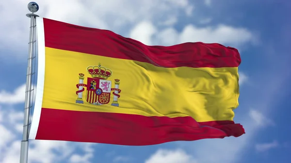 Spanje vlag in een blauwe hemel — Stockfoto