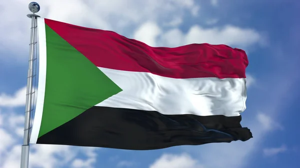 Σημαία του Σουδάν σε ένα καταγάλανο ουρανό — Φωτογραφία Αρχείου