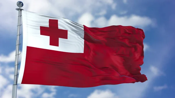 Tonga vlajka v modré obloze — Stock fotografie