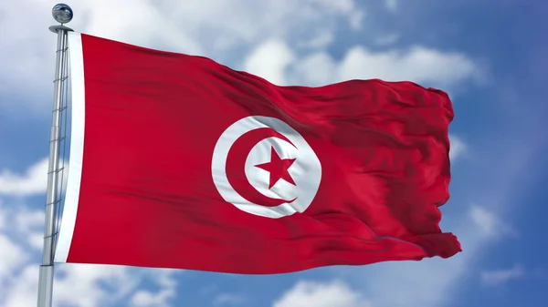 Tunisia Bandiera in un cielo blu — Foto Stock