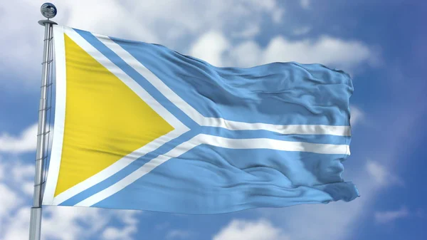 Tuva Flagge im blauen Himmel — Stockfoto