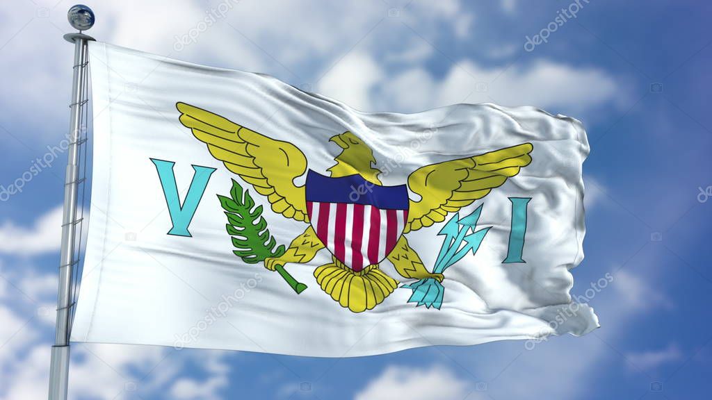 Virgin Islands US Flag in a Blue Sky