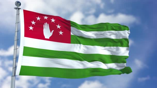Abchazië vlag in een blauwe hemel — Stockvideo