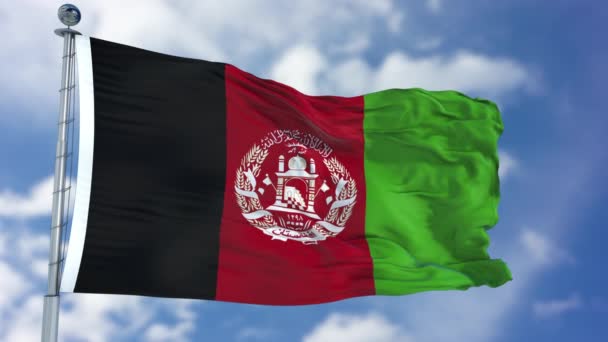 Bandera de Afganistán en un cielo azul — Vídeos de Stock