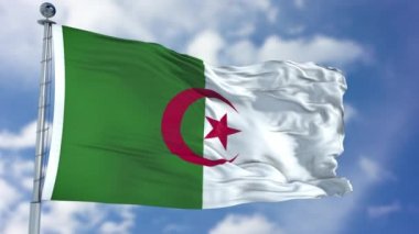 Cezayir bayrağı mavi gökyüzü