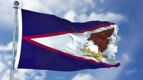 American Samoa Flag in a Blue Sky — Stock Video