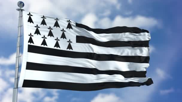 Bretagne Flagge in blauem Himmel — Stockvideo