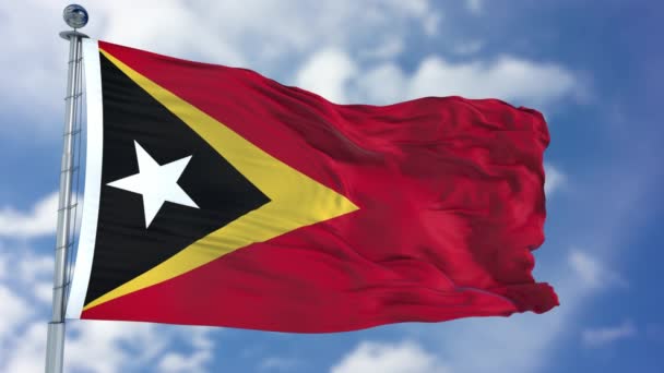 Σημαία του Ανατολικού Τιμόρ σε ένα καταγάλανο ουρανό — Αρχείο Βίντεο