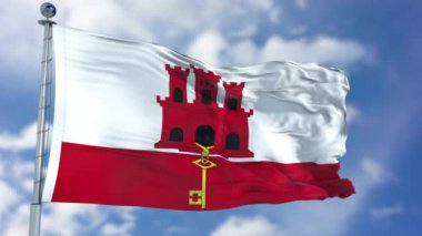 Mavi bir gökyüzü Gibraltar bayrağı