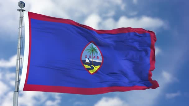 Mavi bir gökyüzü Guam bayrağı — Stok video