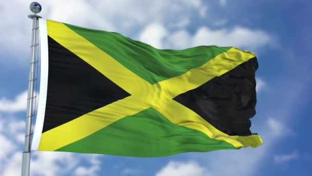 Jamaica Bandeira em um céu azul — Vídeo de Stock
