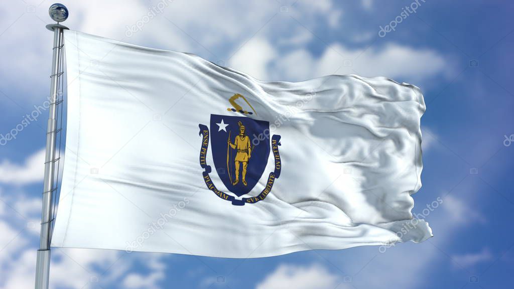 Massachusetts Waving Flag
