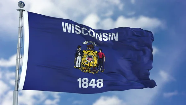Wisconsin Waving Flag — Stock Photo, Image