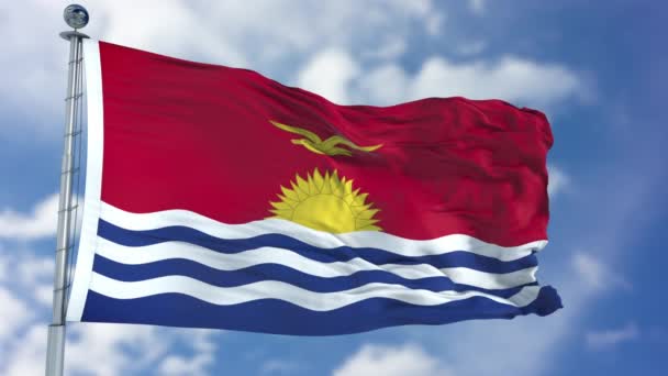 Kiribati vlag in een blauwe hemel — Stockvideo