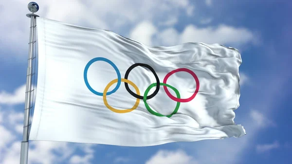 Olympiske vinkende flag - Stock-foto