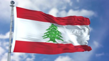 Lübnan Bayrağı mavi gökyüzü