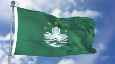 Macau bayrak mavi gökyüzünde