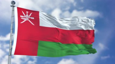 Mavi bir gökyüzü Umman bayrağı