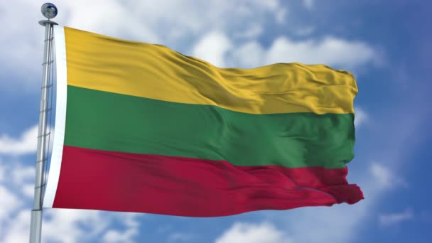 Lituânia Bandeira em um céu azul — Vídeo de Stock