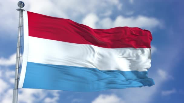 Mavi bir gökyüzü Lüksemburg bayrağı — Stok video