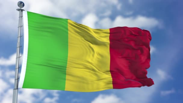 Mali zászló kék égen — Stock videók