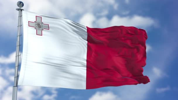 Bandeira de Malta em um céu azul — Vídeo de Stock