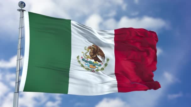 Mexikói zászló kék égen — Stock videók