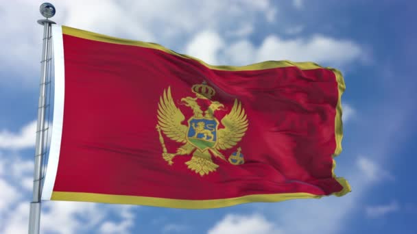 Montenegro flagga på en blå himmel — Stockvideo